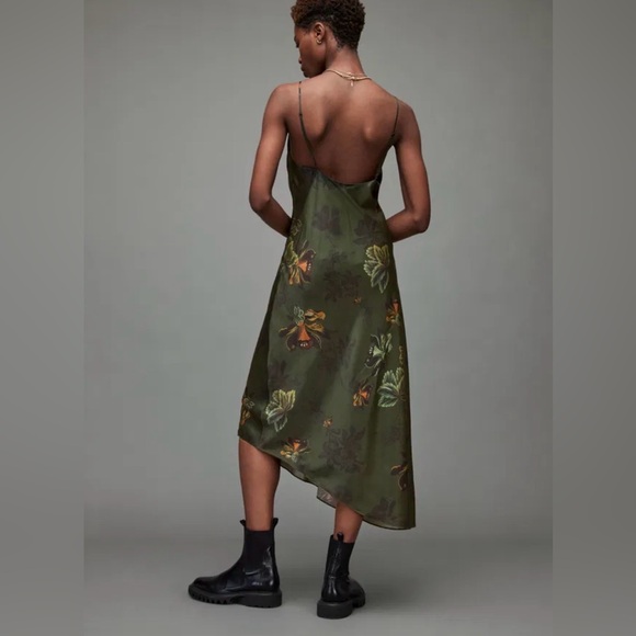 AllSaints Alexia Lilly Silk Blend Asymmetrical Slip Dress - Picture 2 of 9